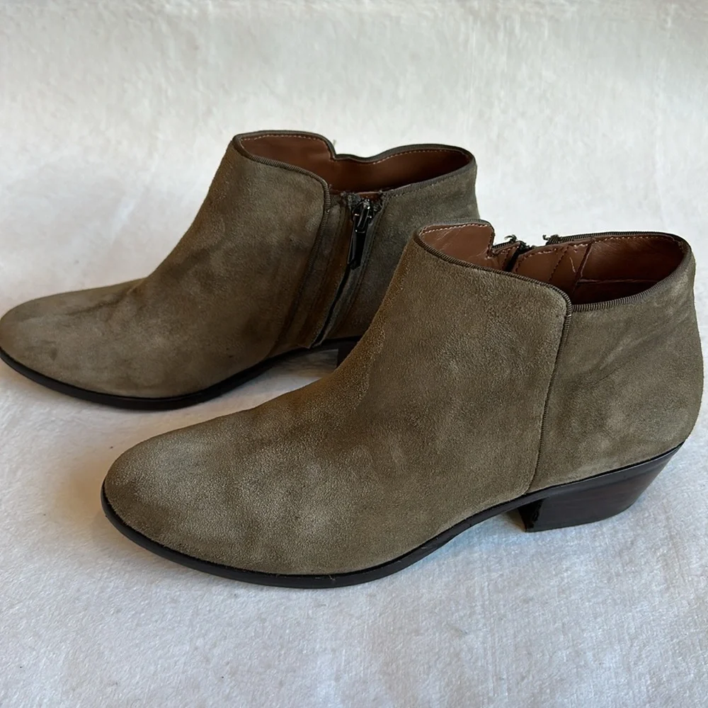 Sam Edelman Leather Suede Ankle Booties in Olive Green/ Gray size 8